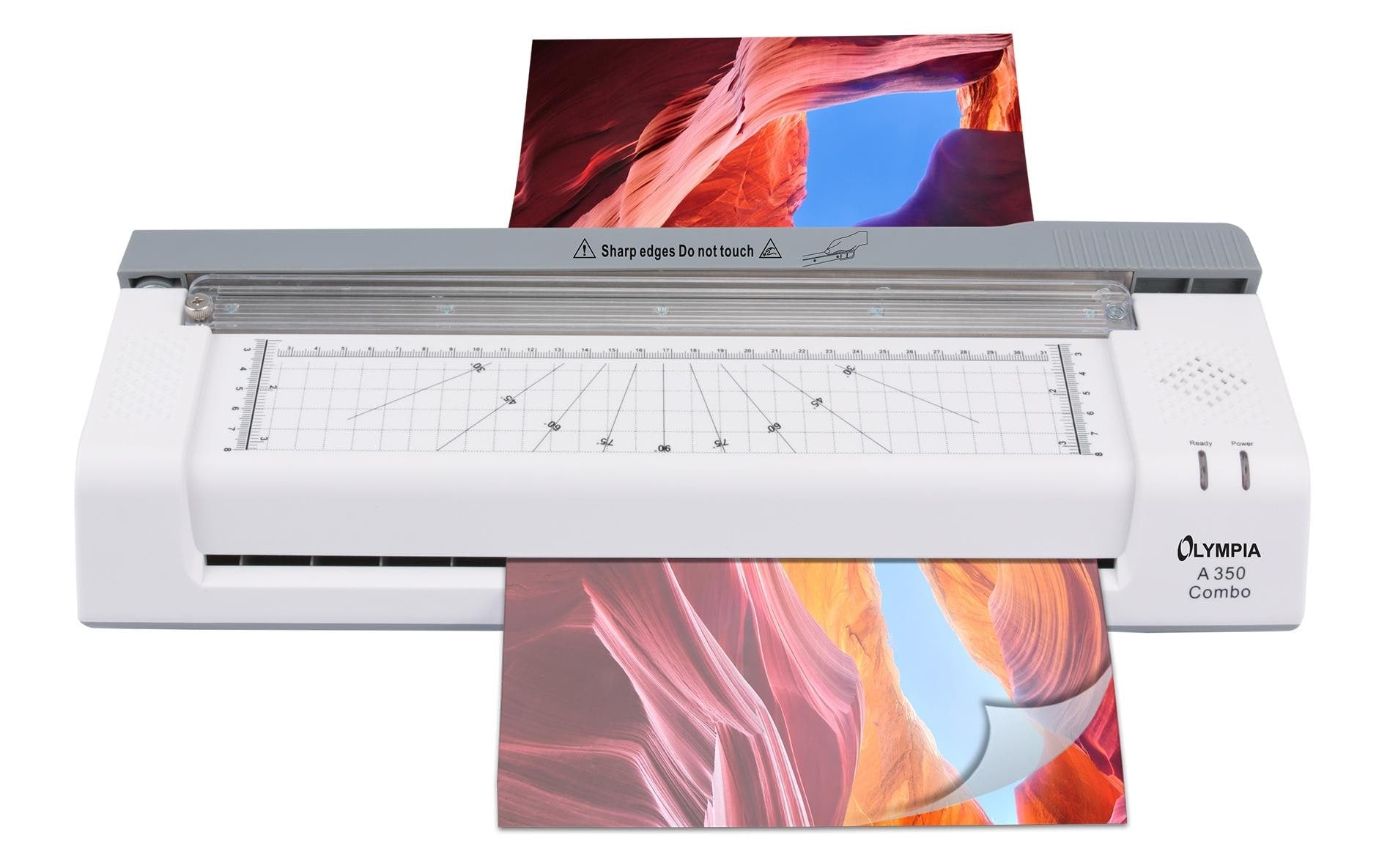 Olympia A 350 Combo Laminiergerät A3 – 2-Rollen, 125 µm, Kaltlamination, Aufheizzeit 5 Min., 250 mm/min, Weiss