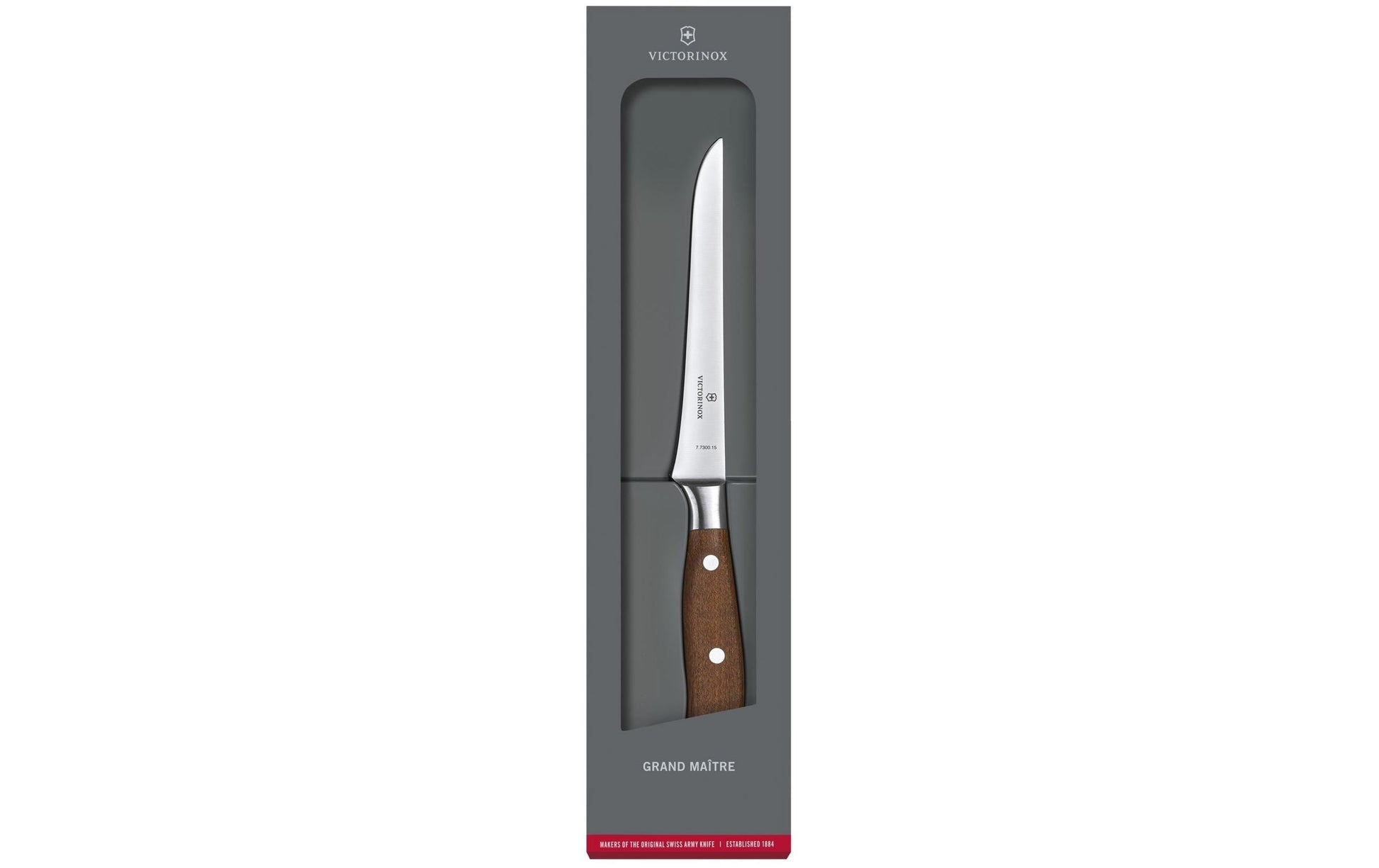 Victorinox Ausbeinmesser – gerade Klinge – Klingenlänge 15 cm – Edelstahlklinge, Holzgriff – Silber