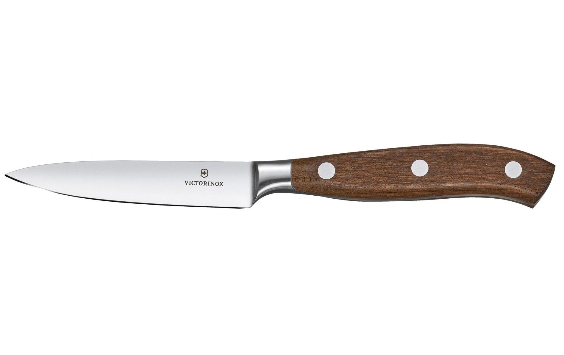 Victorinox Officemesser – 10 cm, gerade Klinge – Edelstahl; Griff Holz (Ahorn) – Silber