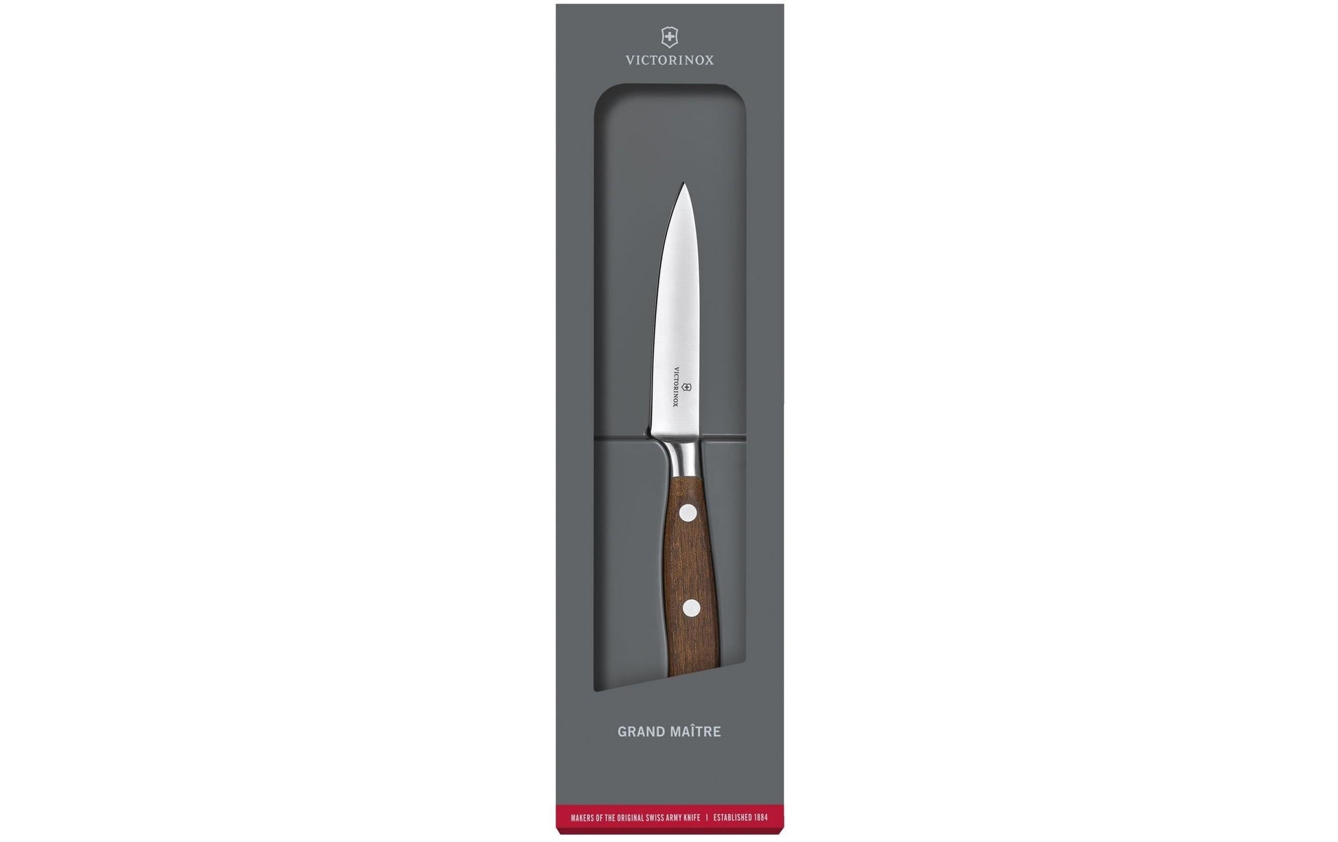 Victorinox Officemesser – 10 cm, gerade Klinge – Edelstahl; Griff Holz (Ahorn) – Silber