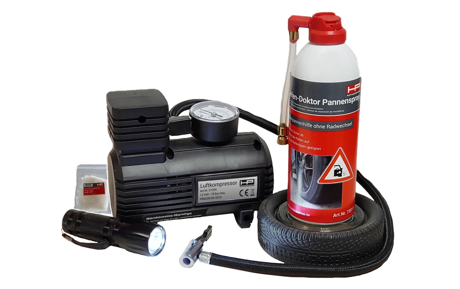 HP Autozubehör Reifenreparatur-Set – für Auto – 12 V (Zigarettenanzünder) – 18 bar
