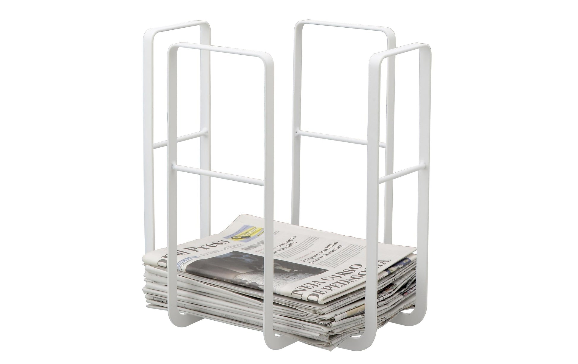 Yamazaki News Rack Tower 6471 Zeitschriftenständer – Metall – Weiss – 350 × 275 × 350 mm