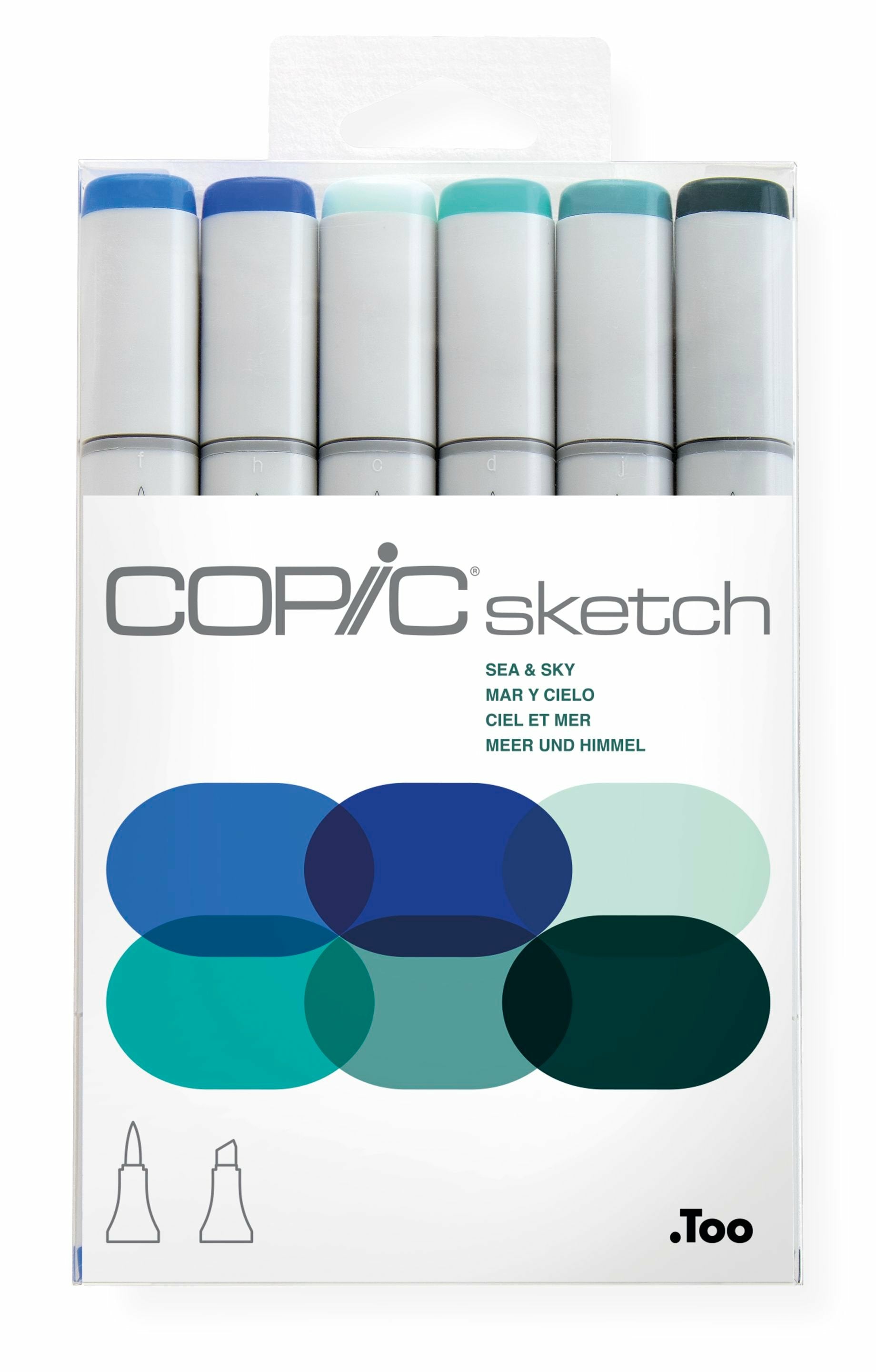 Copic Sketch Marker – Duo-Spitze Meissel/Bürste, Mehrfarbig, 6er Set