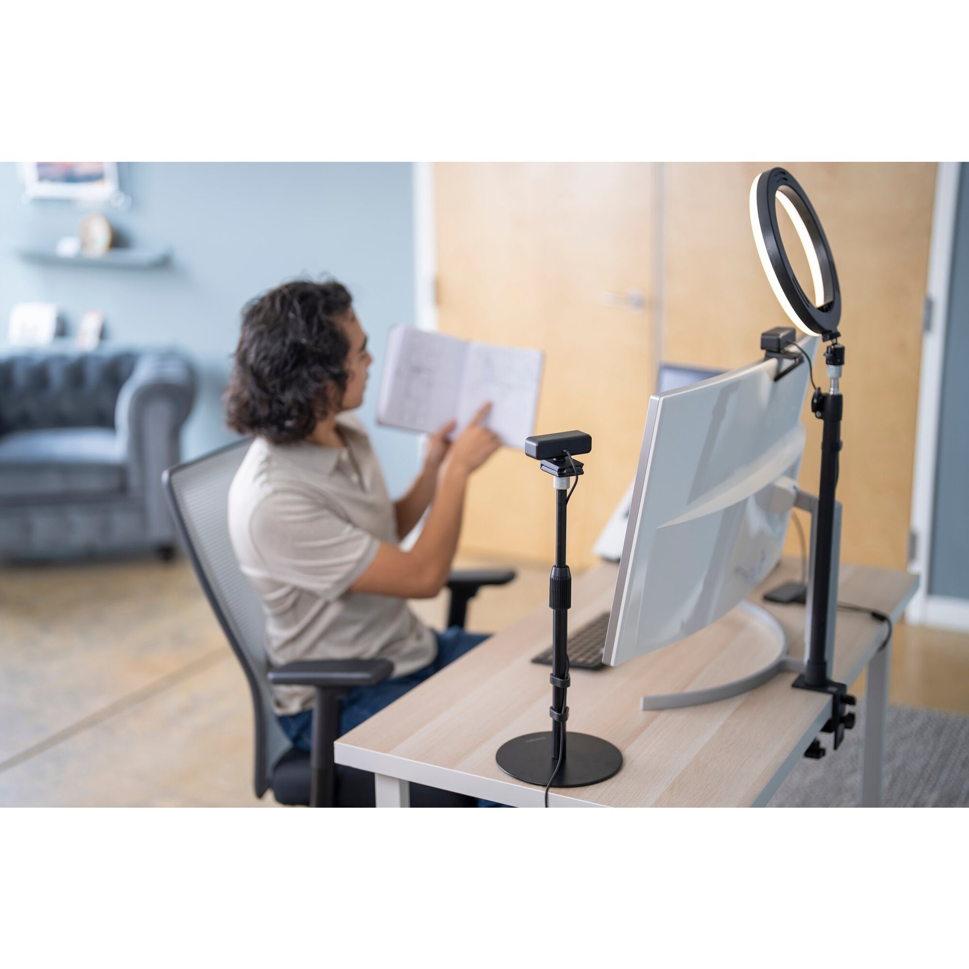 Kensington A1010 – Mikrofonstativ, Höhe 318–483 mm, für Mikrofone, Webcams und Beleuchtung, Schwarz
