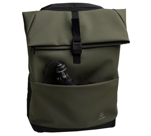 Exacompta Notebook-Rucksack EXACTIVE YOUNG – wasserabweisend, Polyurethan – Khaki, 370 × 460 × 160 mm
