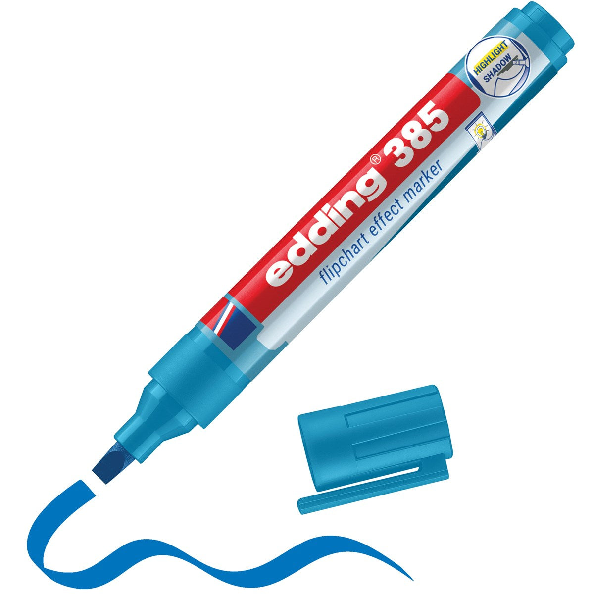 Edding 385 Flipchart-Marker – Pinselspitze 1–5 mm, Hellblau, Nachfüllbar, Cap-Off – für Flipcharts/Papier