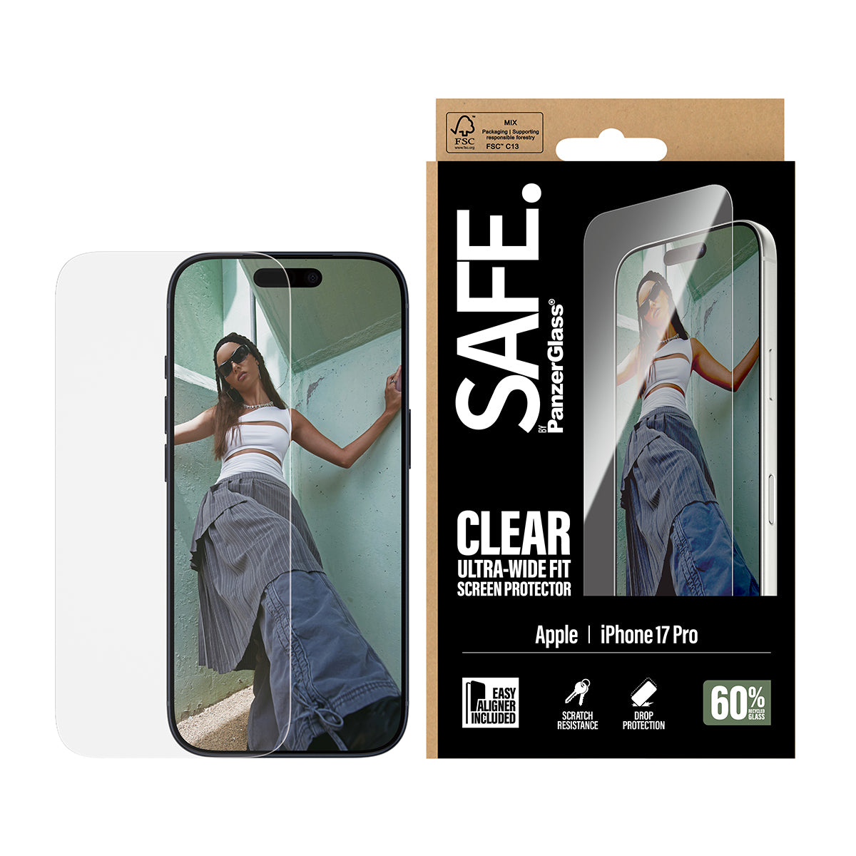 PanzerGlass Displayschutzglas – für Apple iPhone 17 Pro – Ultra-Wide Fit, kratzresistent, anti-Fingerprint