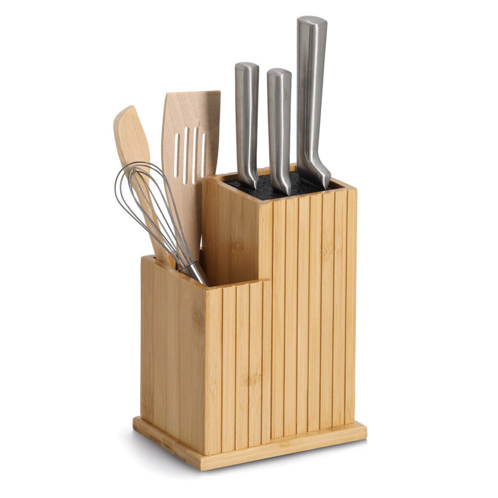 Zeller Present Messerblock 17,2 × 12,5 × 23,3 cm, Bambus/Kunststoff, Holz