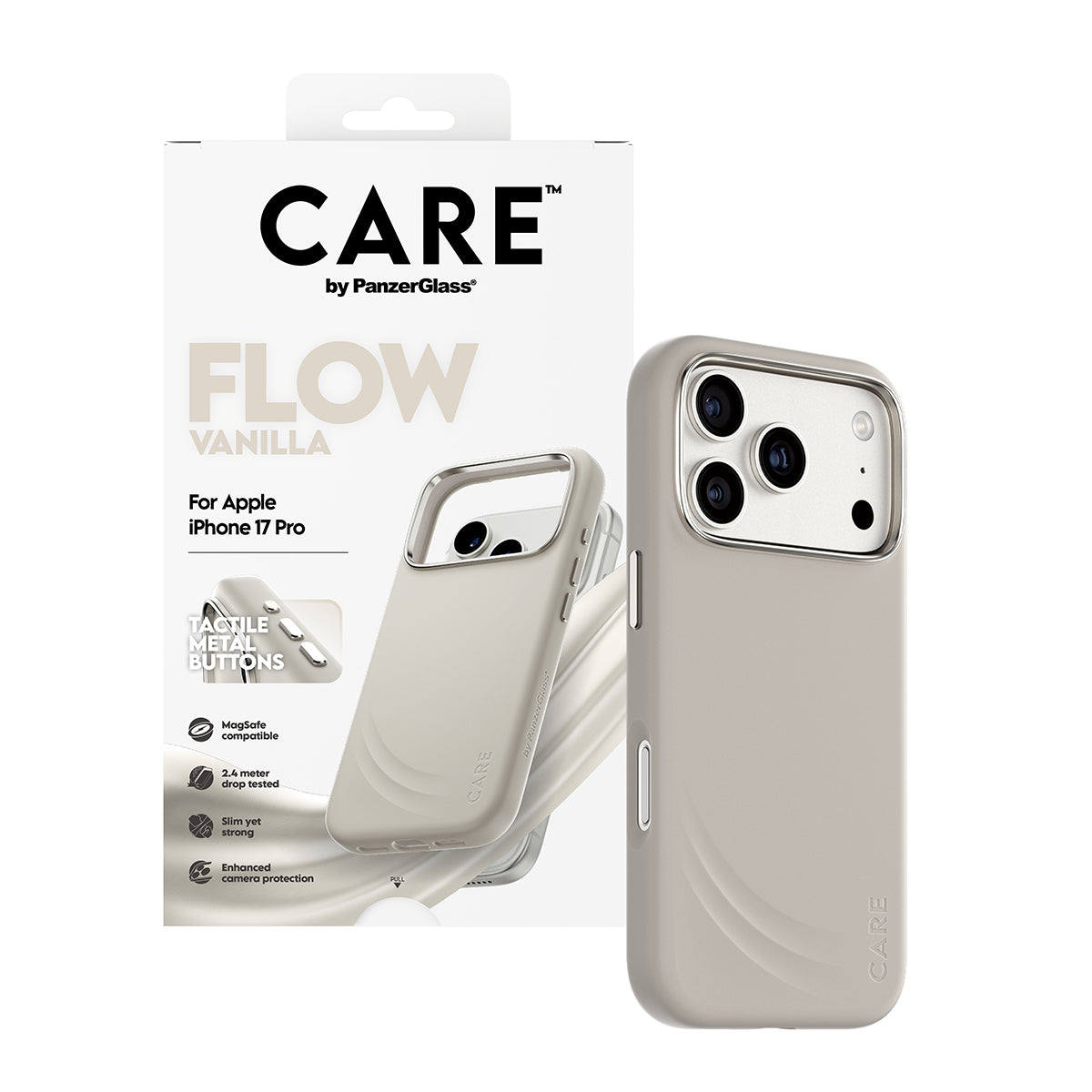 PanzerGlass Backcover FLOW – für Apple iPhone 17 Pro – gelb – Silikon – MagSafe-kompatibel