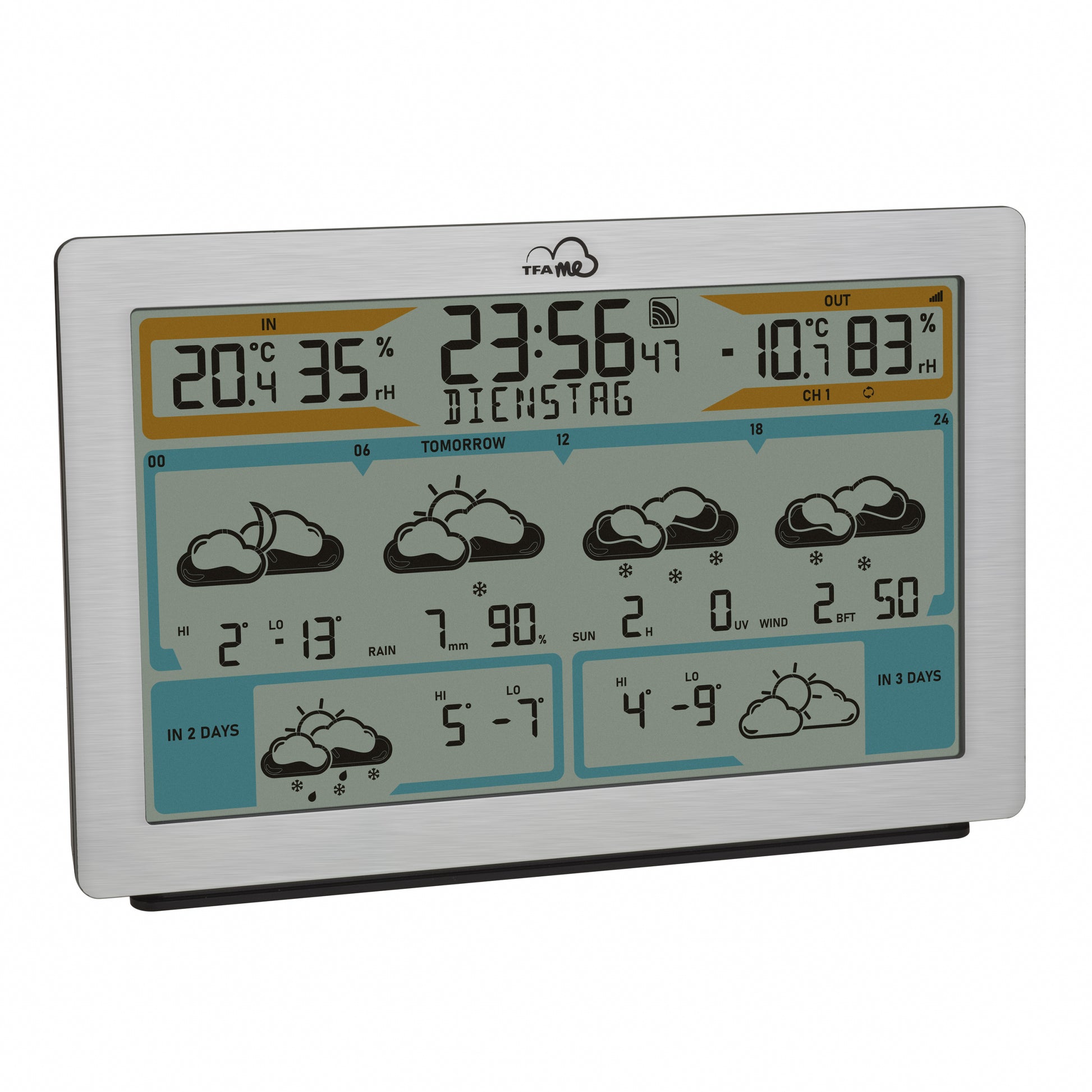 TFA-Dostmann TFA.me ID-02 Sensor-Gateway/Monitor – WLAN, −40–60 °C, 10–99 %, Innen/Aussen