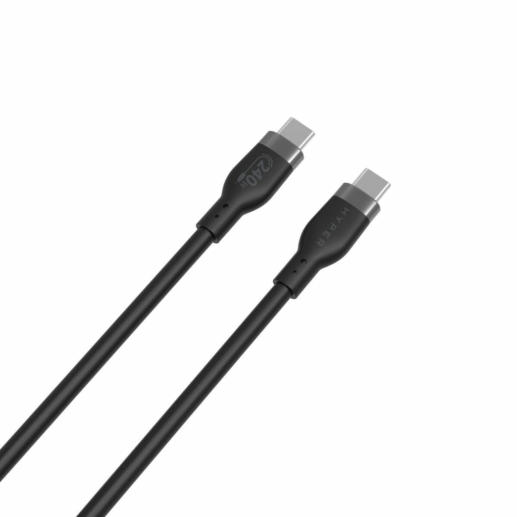 HYPER USB-C auf USB-C Kabel – USB 2.0 (480 Mbit/s) – 1 m – PD 240 W – Silikon, Schwarz