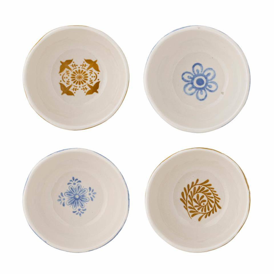 Bloomingville Milton Schalen – 4er Set, 200 ml, Ø 10,5 cm, Steinzeug, Gelb, spülmaschinenfest