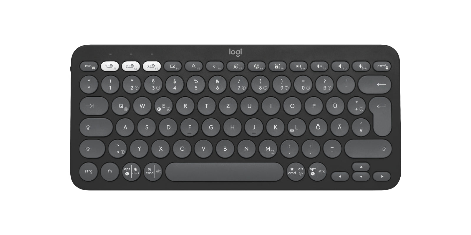 Logitech Pebble Keys 2 K380s – Tastatur, kabellos (Bluetooth), DE-Layout (DE), Graphit