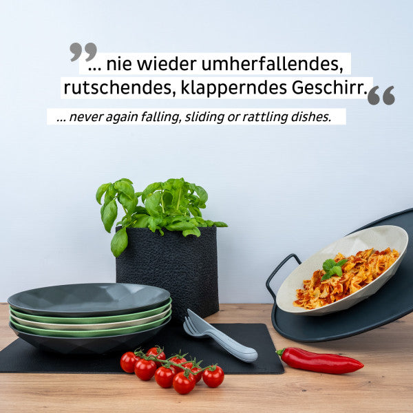 Silwy Frühstücksteller S0TE-1409-2-A – 2er Set, Ø 24,0 cm, H 3,7 cm, Kunststoff, Schwarz, stapelbar