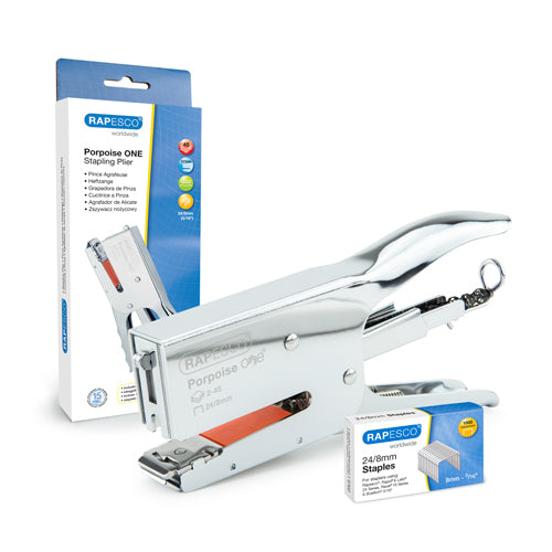 Rapesco Porpoise ONE Bypass Heftzange – 45 Blatt, für 24/8, chrom