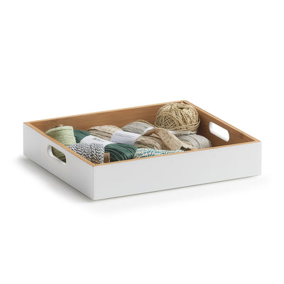 Zeller Present Aufbewahrungsbox (mit Griff) – Bambus – Weiss – 300 × 60 × 270 mm