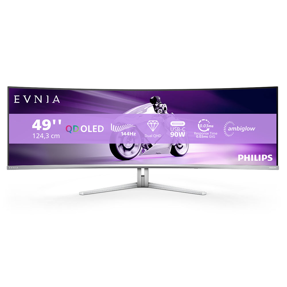Philips Evnia 8000 49M2C8900L/00 – Monitor, 48,9", 250 cd/m², USB-C, KVM, Lautsprecher, VESA 100 × 100, Weiss