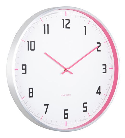 Karlsson Wanduhr Sporty – Ø 40 cm, rosa, Aluminium