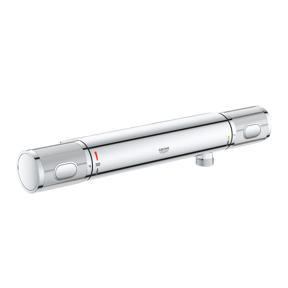 GROHE Badebatterie Precision Flow – 1/2", Messing, Aufputz-Thermostat, Edelstahl