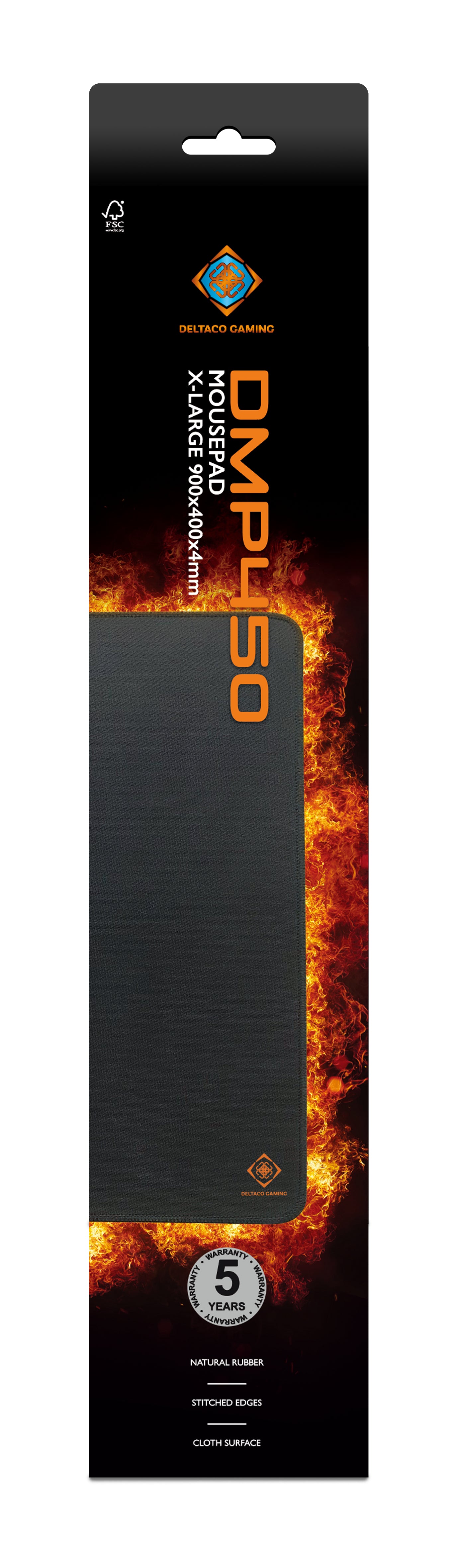 Deltaco Gaming DMP450 – Gaming-Mauspad – 900 × 400 mm, 4 mm, Gummi, Schwarz