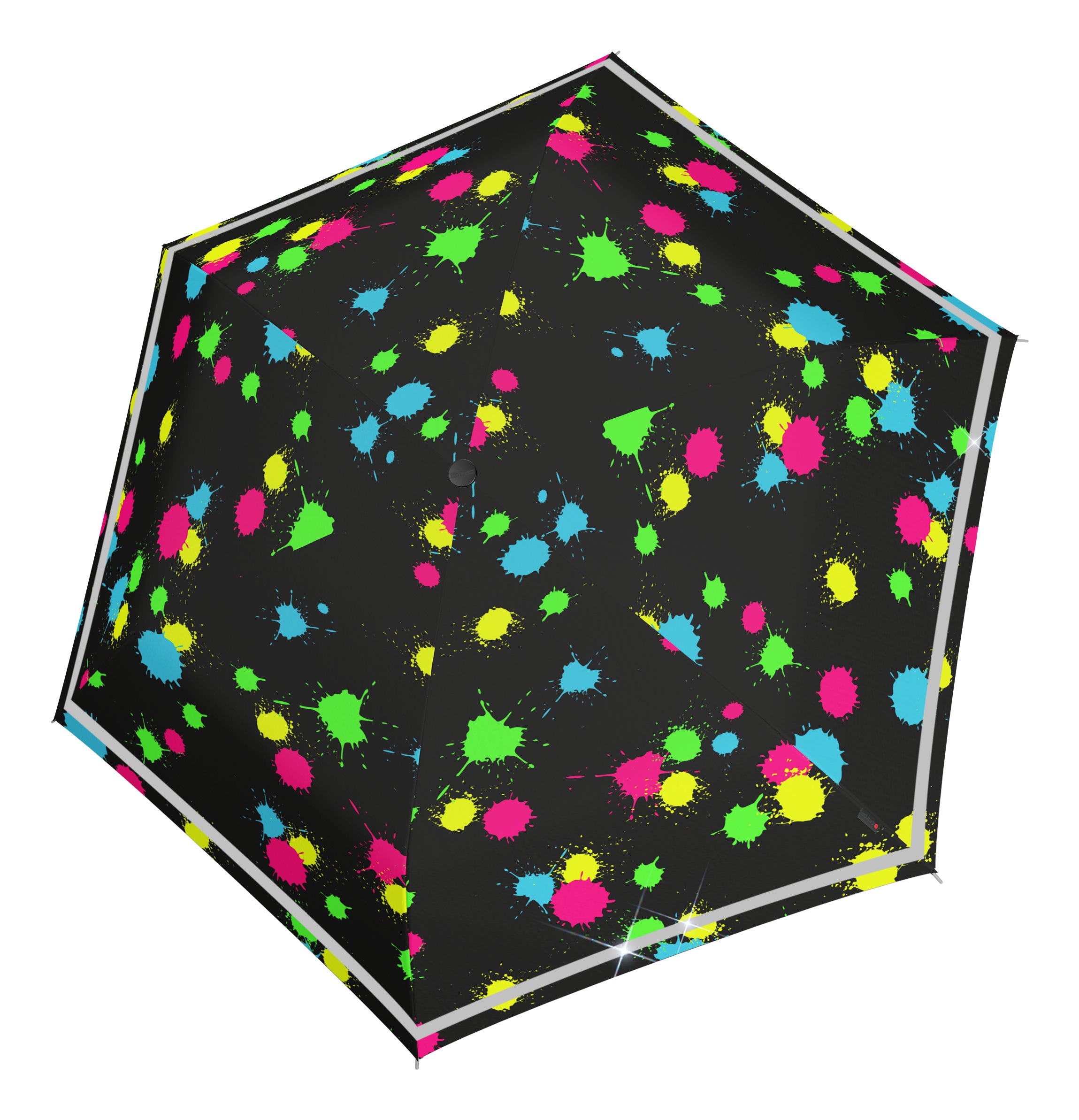 Knirps Rookie Taschenschirm – manuell, Ø 90 cm, L 22 cm – mehrfarbig – reflektierend, windfest