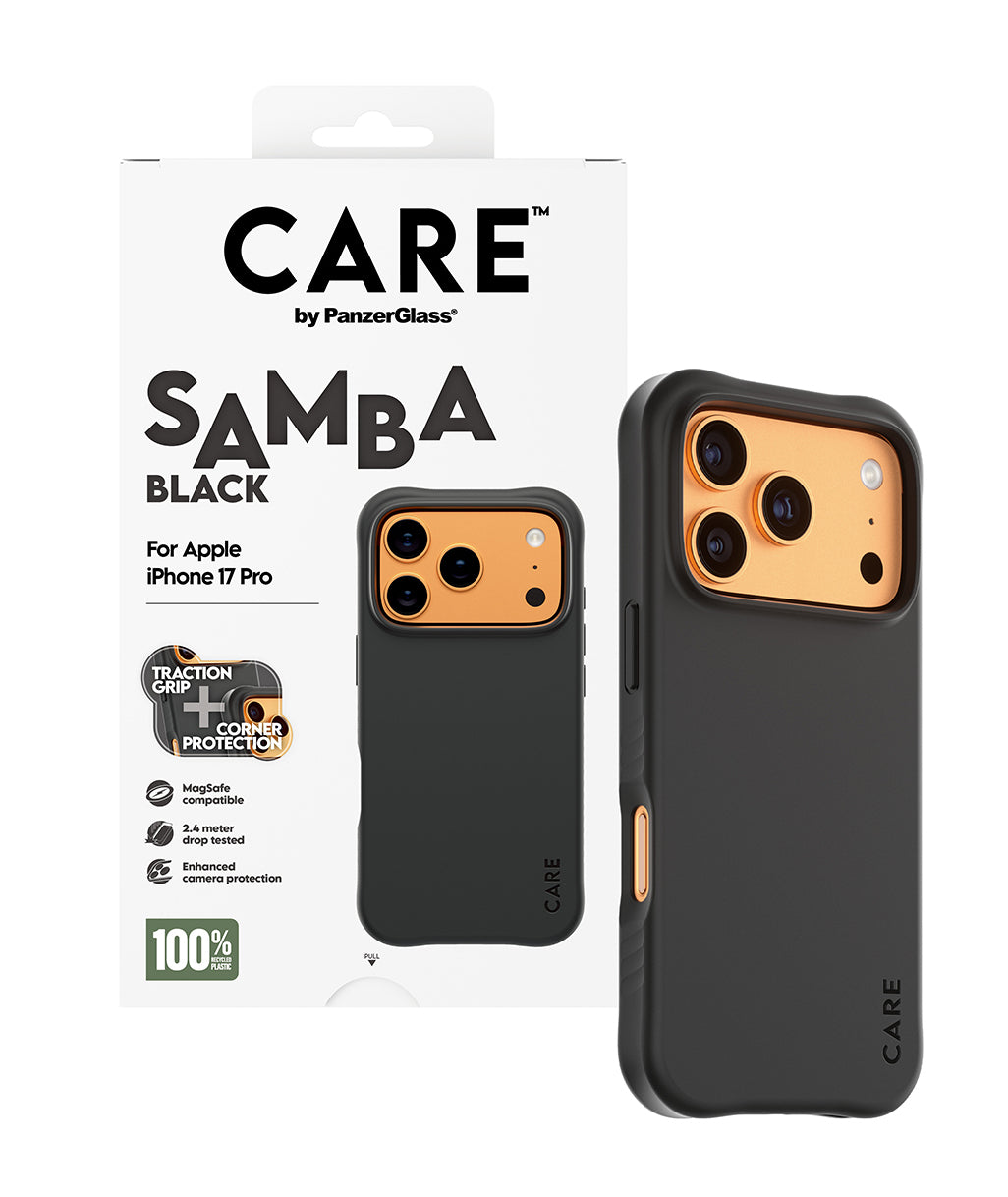 PanzerGlass Backcover Samba – für Apple iPhone 17 Pro – schwarz – TPU, MagSafe-kompatibel