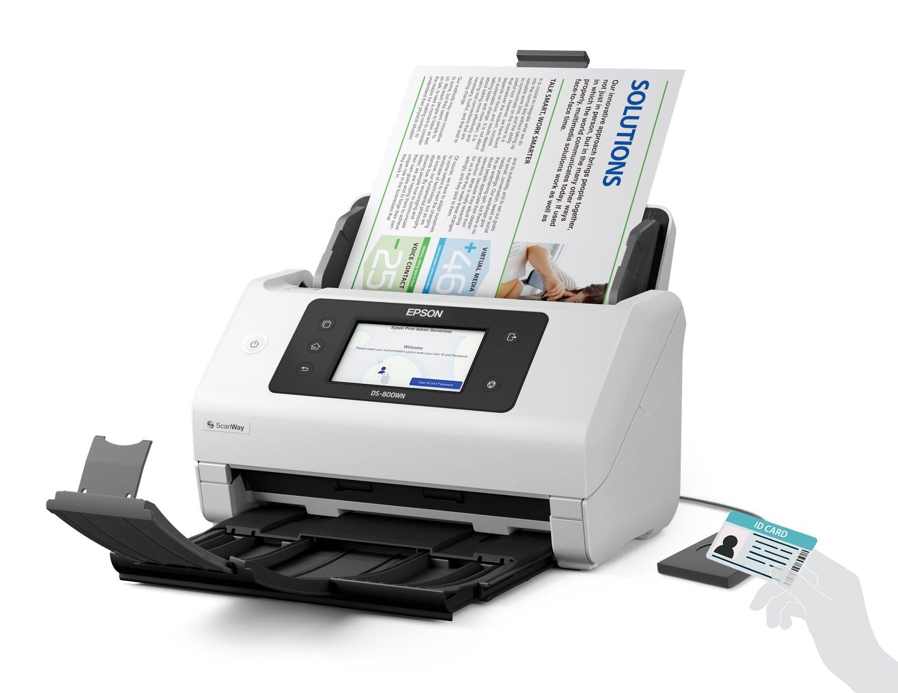 Epson WorkForce DS-800WN – Einzugsscanner, A4, Duplex, 50 ppm, ADF 100 Blatt, WLAN/LAN