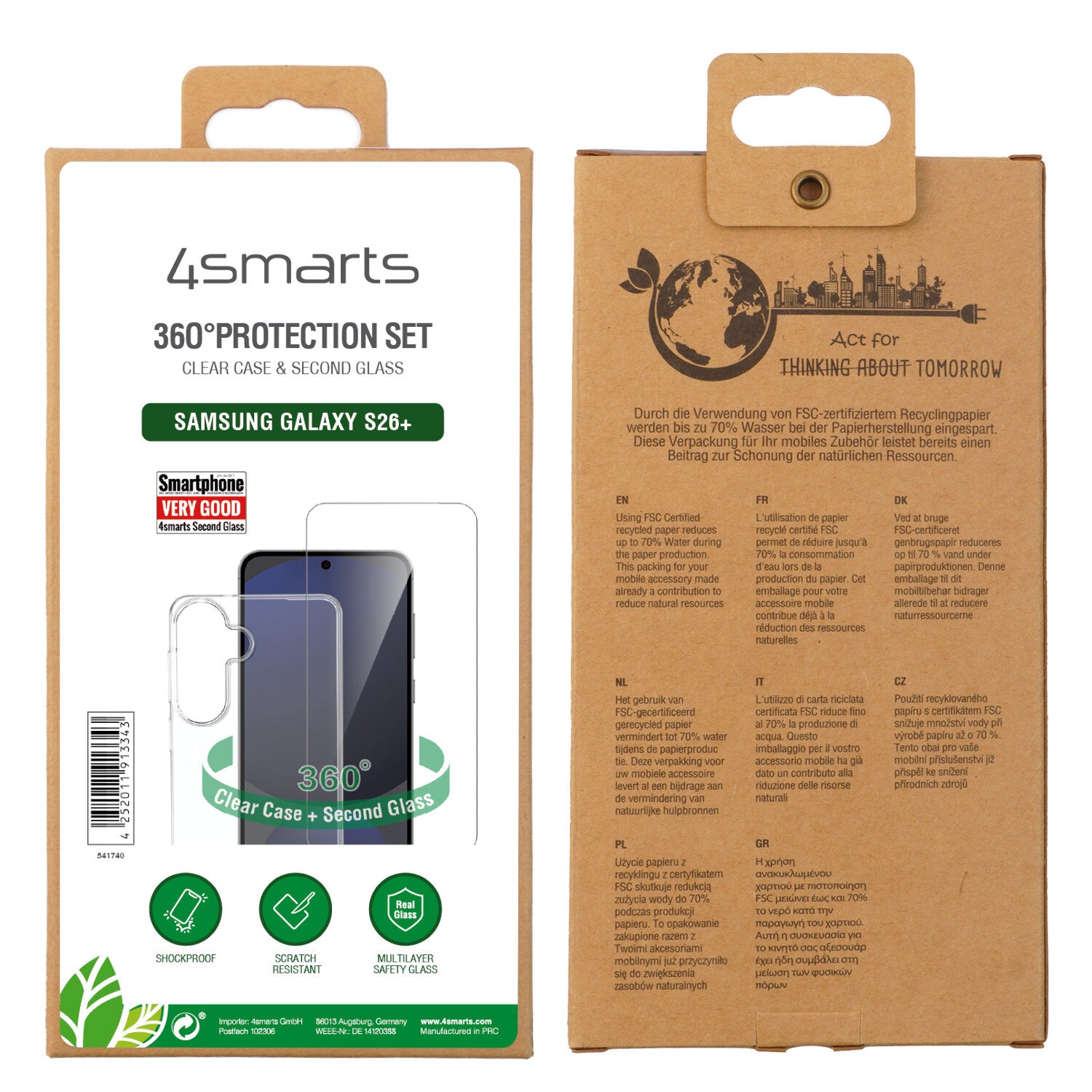 4smarts 360° Schutz Set Backcover – für Samsung Galaxy S26+, Transparent, Displayschutz enthalten