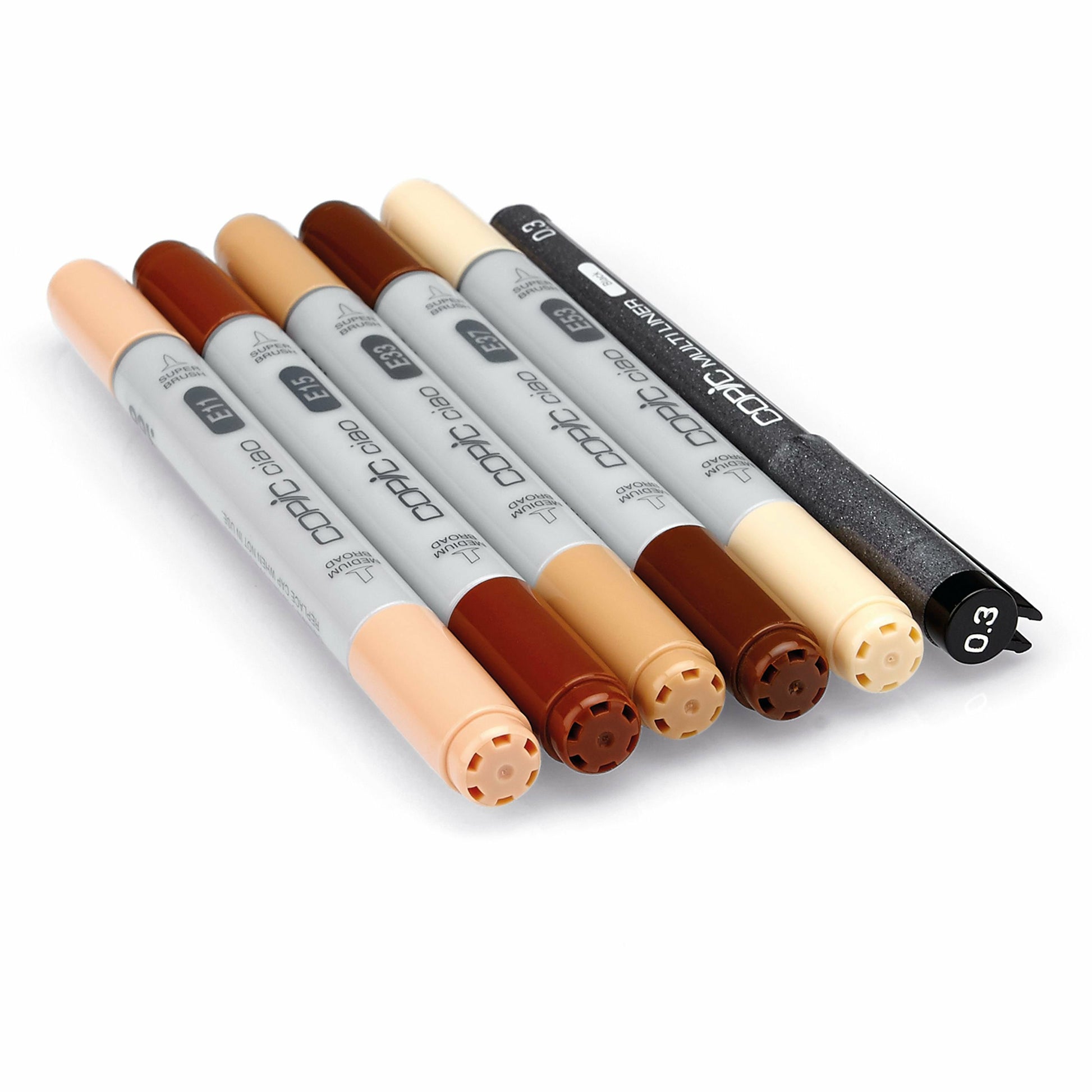 Copic Ciao Brush Pen, Doppelspitze – Pinsel + Keilspitze, alkoholbasiert, 6er Set