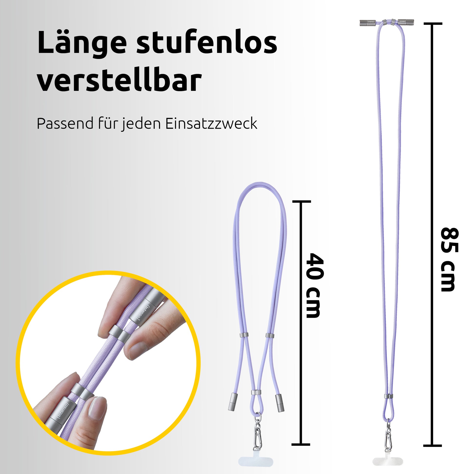 Intenso Kabel – USB-C auf USB-C 1,65 m, PD 60 W, geflochten, Schlüsselanhänger, violett – für USB-C Geräte