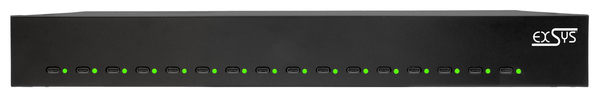 EXSYS EX-11016 USB-Desktop-Ladegerät 480 W – PD 3.0, QC 3.0 – Rack – USB-C×16 – für Android, iOS – Schwarz