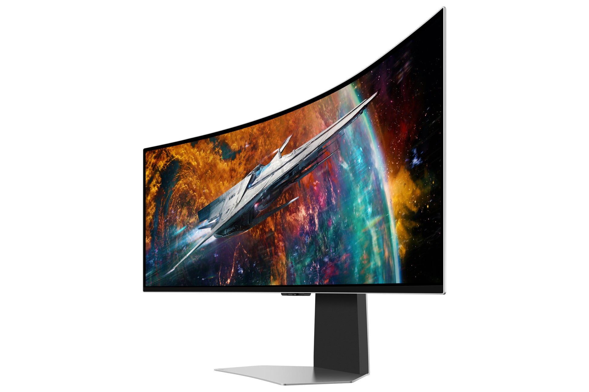 Samsung 54Suxen – Monitor, 49", 5120 × 1440 (5K), OLED, Silber