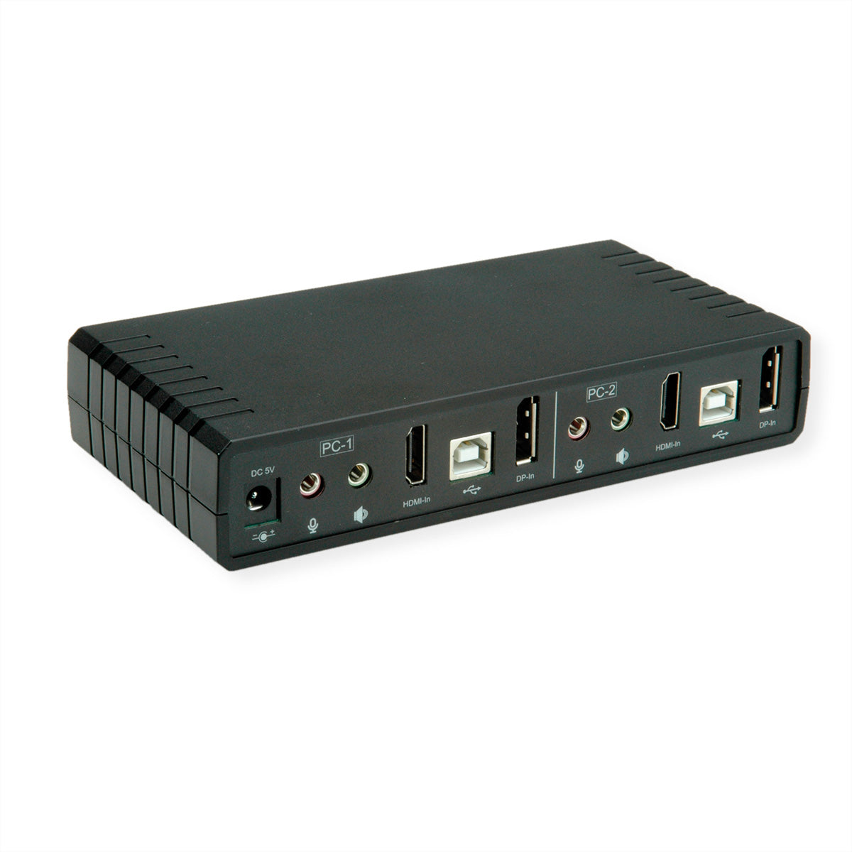 ROLINE 2-Port DP/HDMI Dual-View KVM-Switch – 4K/60 Hz, USB 2.0-Hub, Audio