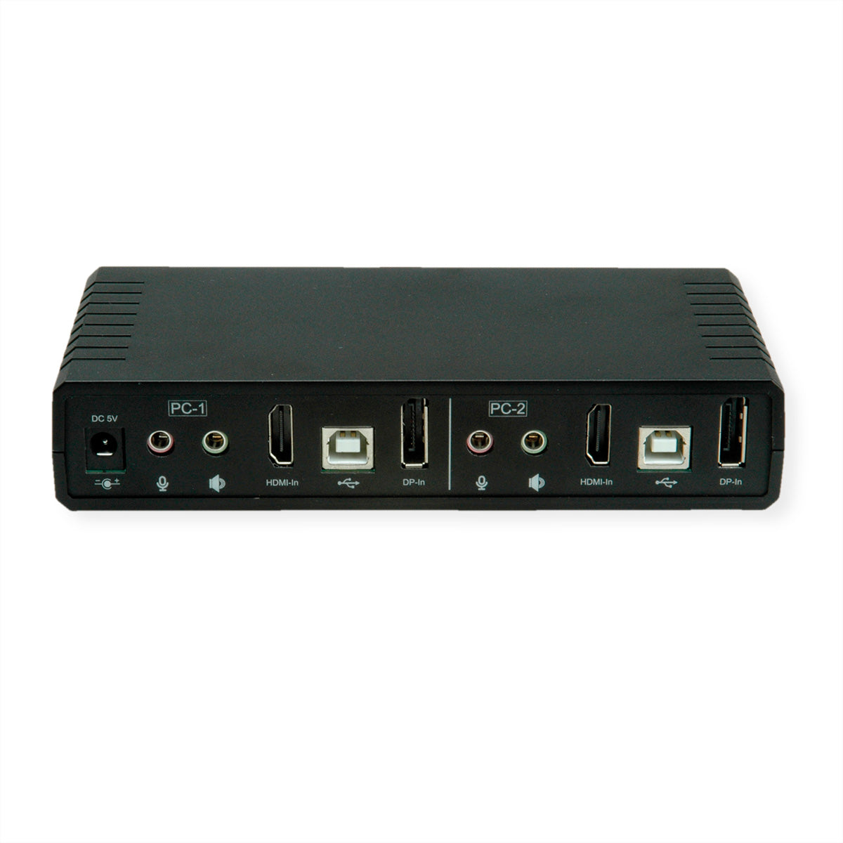 ROLINE 2-Port DP/HDMI Dual-View KVM-Switch – 4K/60 Hz, USB 2.0-Hub, Audio