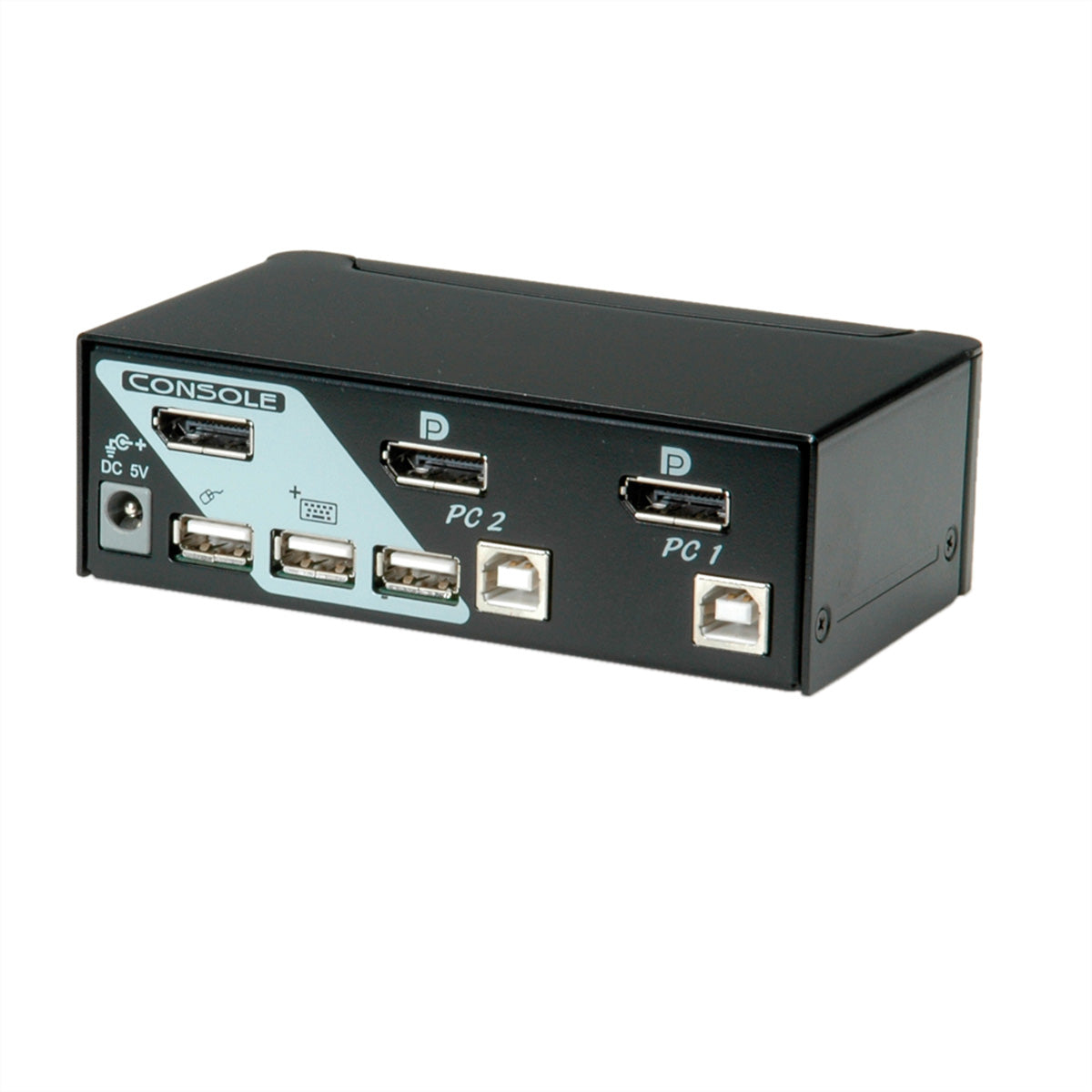 ROLINE 2-Port DP KVM-Switch – 1920 × 1200, USB 2.0-Hub
