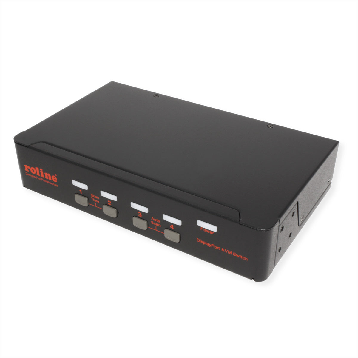 ROLINE 4-Port DP KVM-Switch – 2560 × 1600, USB 2.0-Hub, 7.1 Audio, Desktop