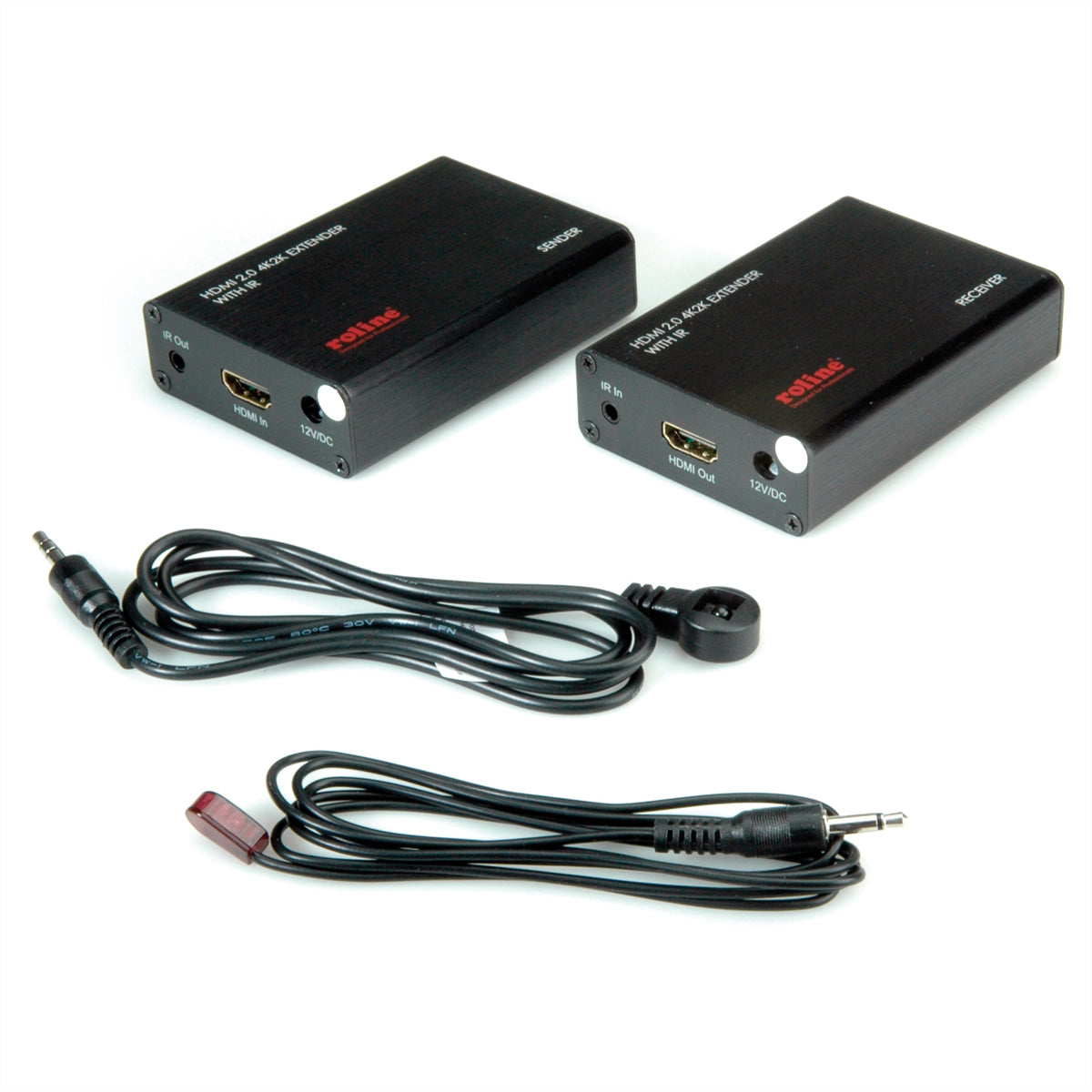 ROLINE HDMI Extender-Kit – 4K @ 60 Hz bis 30 m, Full HD bis 45 m, über Cat6A-Kabel, Sender + Empfänger
