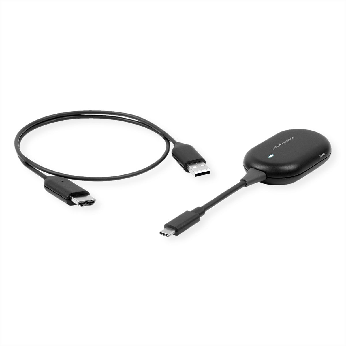 ROLINE P2P-Anzeige-Dongle-Set – Drahtloses Präsentationssystem – Full HD, HDMI, Schwarz