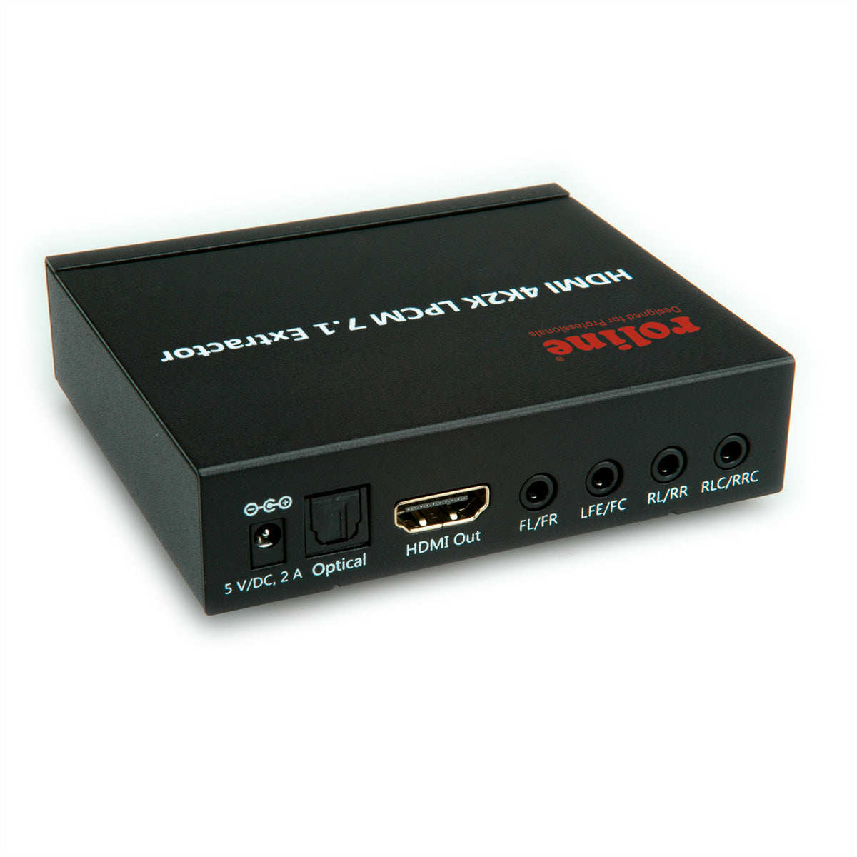 ROLINE HDMI Audio-Extraktor HDMI zu HDMI – 4K (3840 × 2160) @ 30 Hz, 7.1, S/PDIF, 4× 3,5 mm