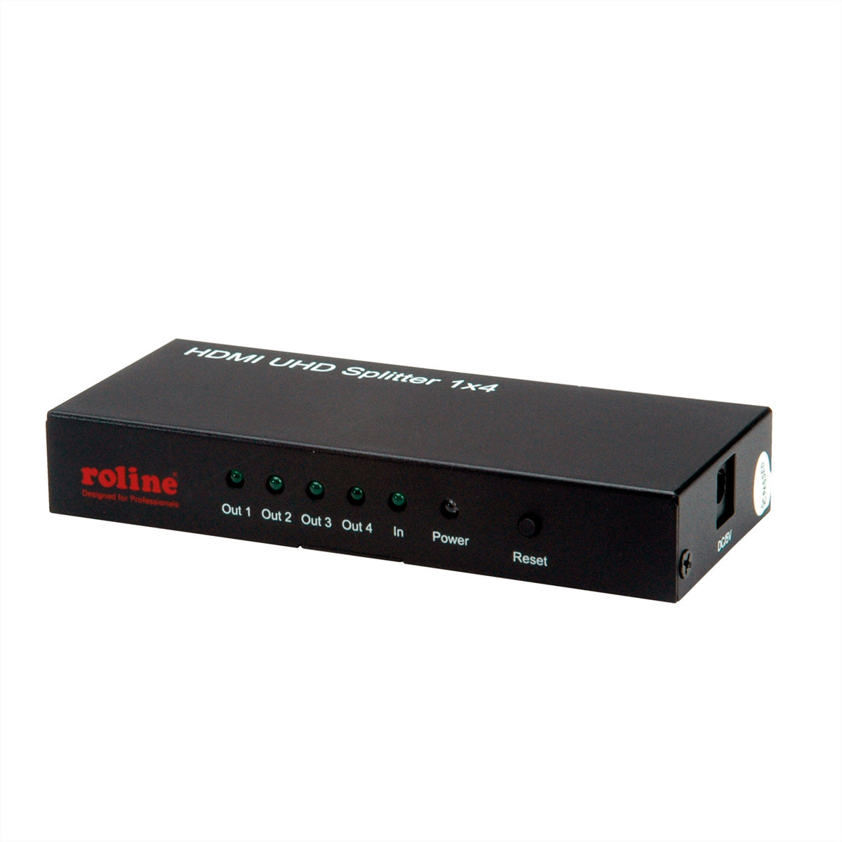 ROLINE HDMI-Splitter, 1× HDMI In / 4× HDMI Out, 4K@60 Hz, 3D, für HDMI-Geräte, Schwarz
