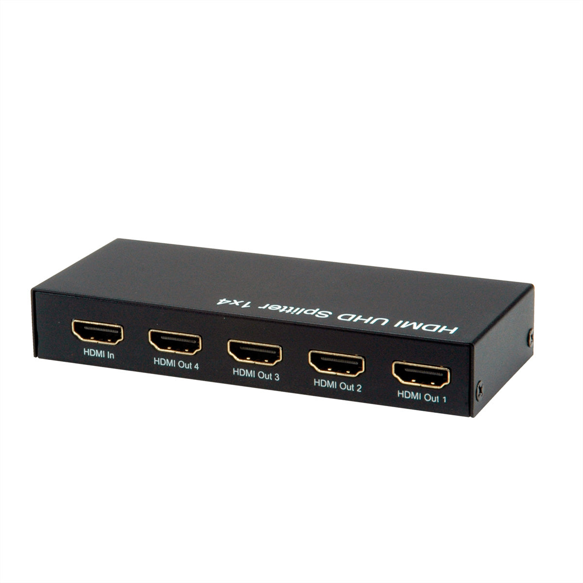 ROLINE HDMI-Splitter, 1× HDMI In / 4× HDMI Out, 4K@60 Hz, 3D, für HDMI-Geräte, Schwarz