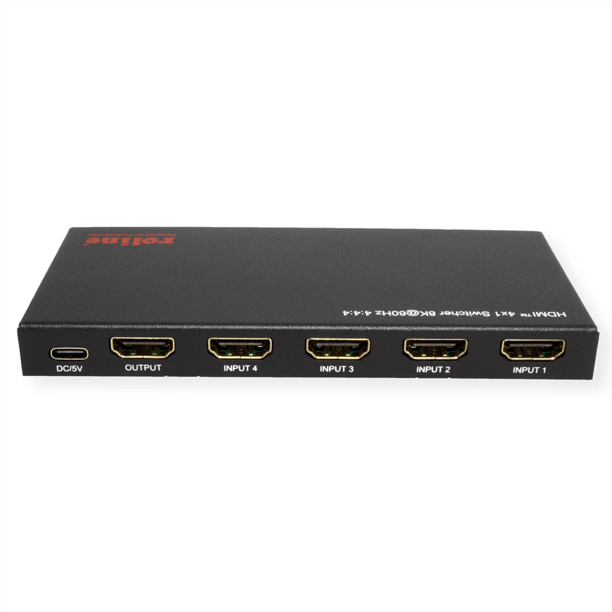 ROLINE HDMI Switch, 4×1, 8K@60 Hz, HDCP 2.3, IR-Fernbedienung, Schwarz