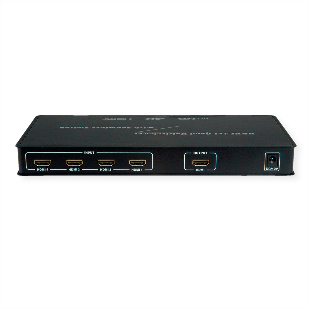 ROLINE Quad Multi-Viewer Switch, 4× HDMI In/1× HDMI Out, 4K@30 Hz, Fernbedienung, Netzteil, Schwarz