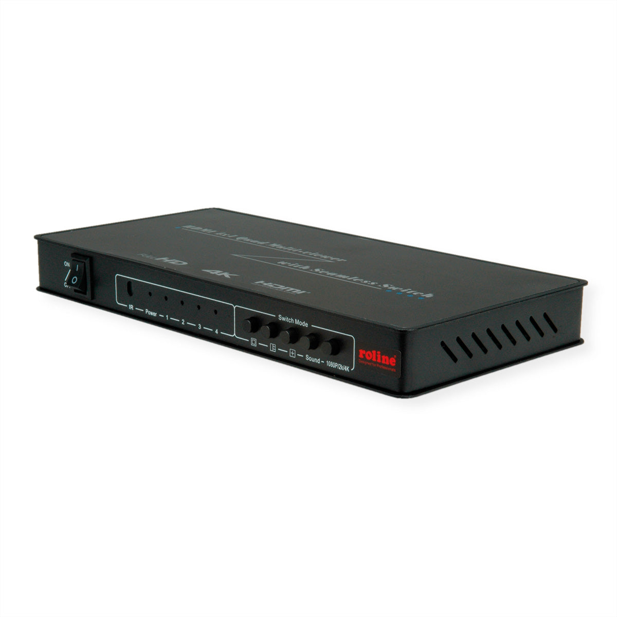 ROLINE Quad Multi-Viewer Switch, 4× HDMI In/1× HDMI Out, 4K@30 Hz, Fernbedienung, Netzteil, Schwarz
