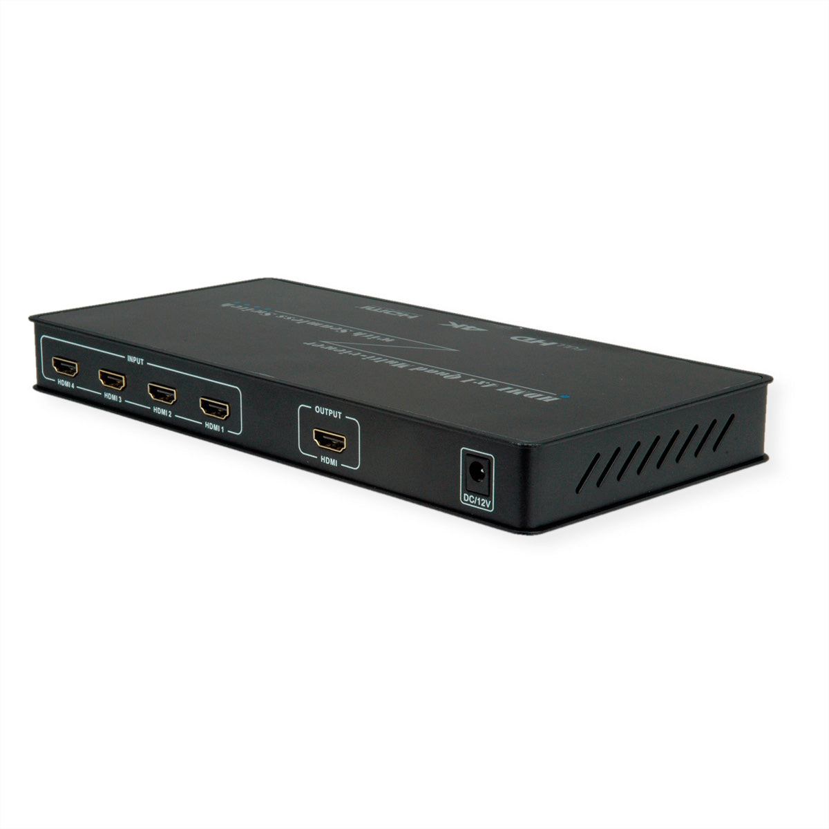 ROLINE Quad Multi-Viewer Switch, 4× HDMI In/1× HDMI Out, 4K@30 Hz, Fernbedienung, Netzteil, Schwarz