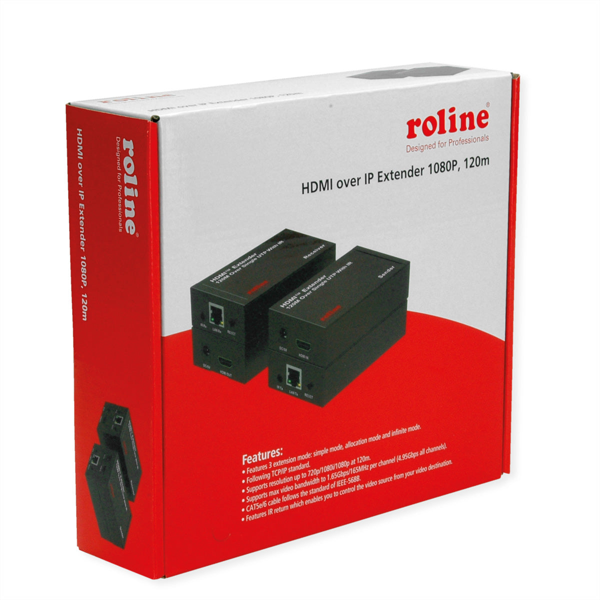 ROLINE HDMI-Extender-Set, über IP, 1080p@60 Hz, 120 m, IR