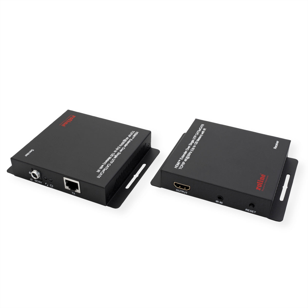 ROLINE HDMI-Extender-Kit – bis 120 m, 4K (3840 × 2160) @ 30 Hz, IR-Rückkanal – Schwarz
