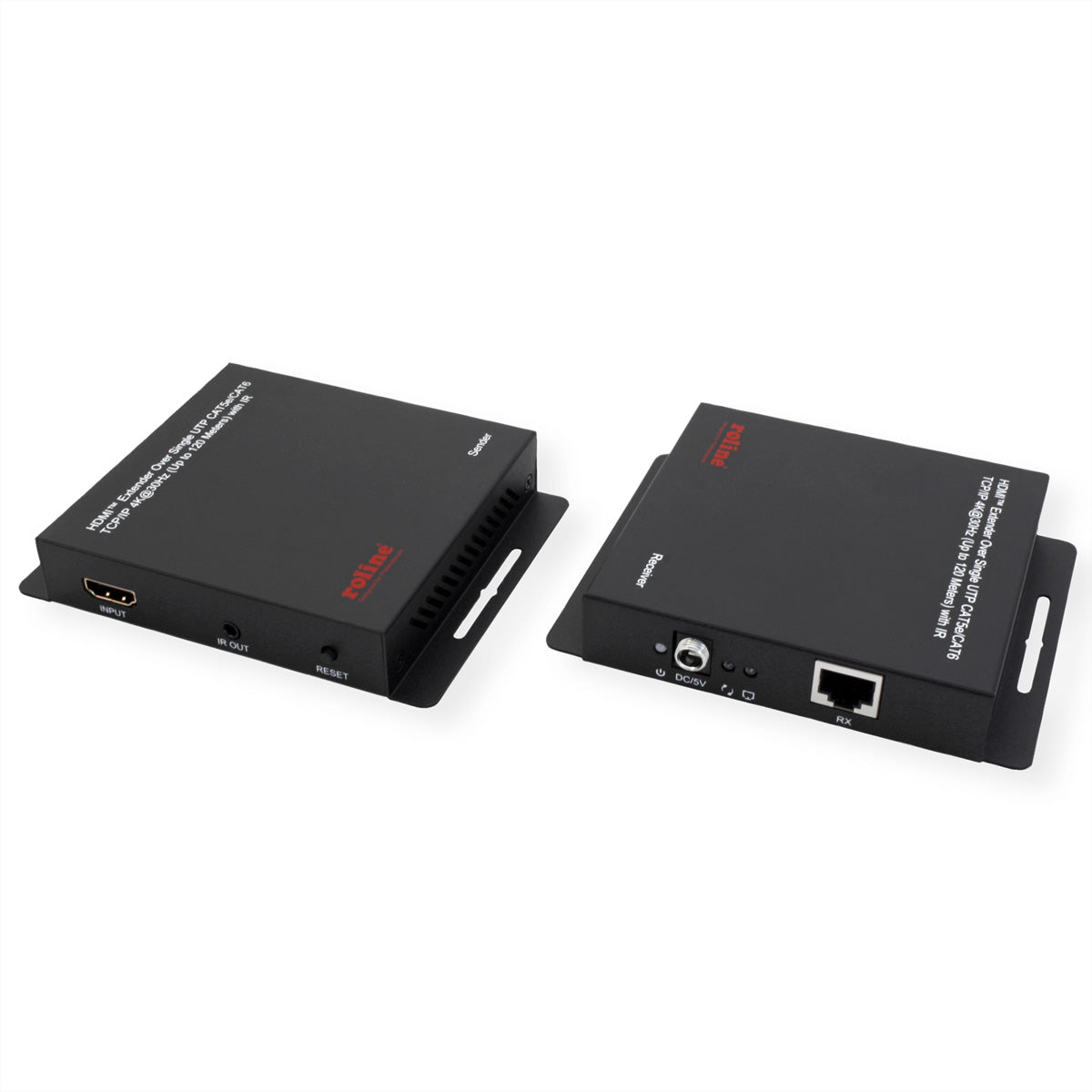 ROLINE HDMI-Extender-Kit – bis 120 m, 4K (3840 × 2160) @ 30 Hz, IR-Rückkanal – Schwarz