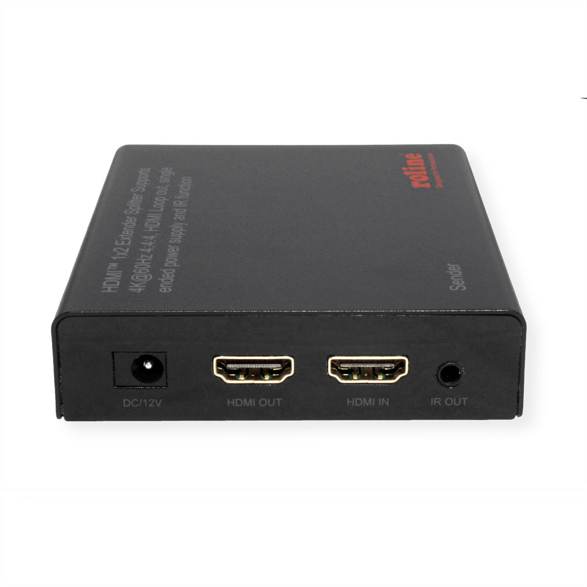 ROLINE HDMI Extender und Splitter – 4K (3840 × 2160) @ 60 Hz, 1 zu 2 HDMI, bis 70 m, HDR10/HLG – Schwarz