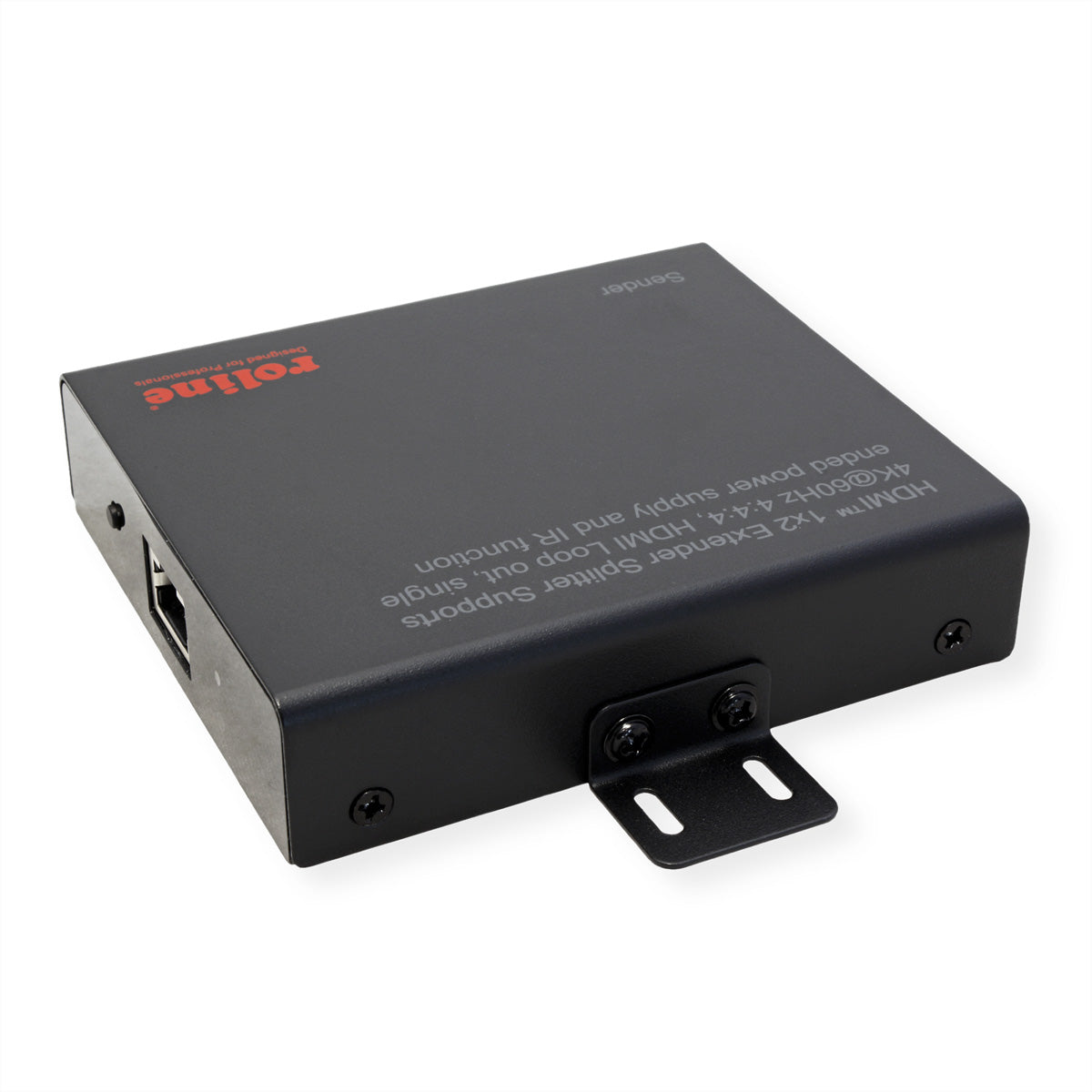 ROLINE HDMI Extender und Splitter – 4K (3840 × 2160) @ 60 Hz, 1 zu 2 HDMI, bis 70 m, HDR10/HLG – Schwarz